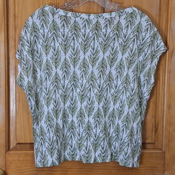 Rachel Zoe Shirt Women's Small Cream Green 100% Linen Tropical Classic Summer - Picture 3 of 6